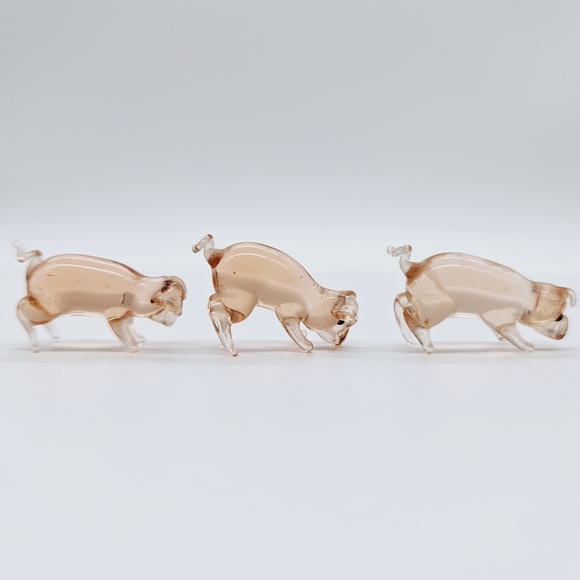 VINTAGE | art glass set of 3 miniature mini pigs - Picture 4 of 8